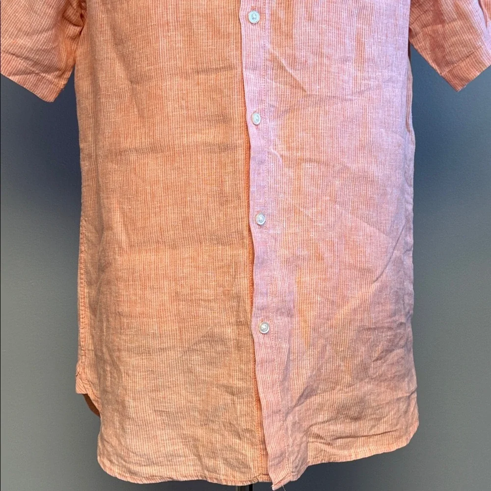 Banana Republic Linen Shirt Camden Fit M Orange Short Sleeve - Picture 3 of 7
